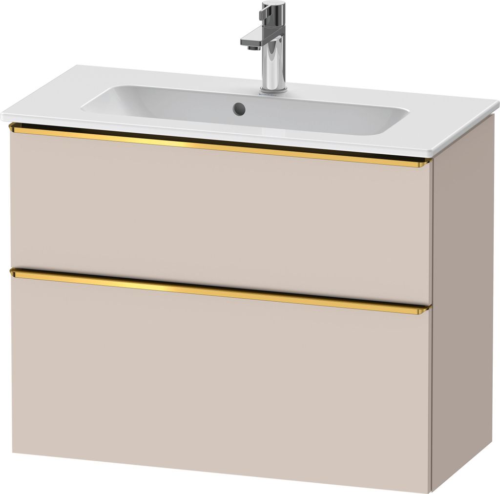 Duravit D-Neo Waschtischunterbau wandhängend, Compact, 810x625x372mm, 1 Auszug, 1 Schubkasten, mit Griff Gold poliert, DE4369034910000