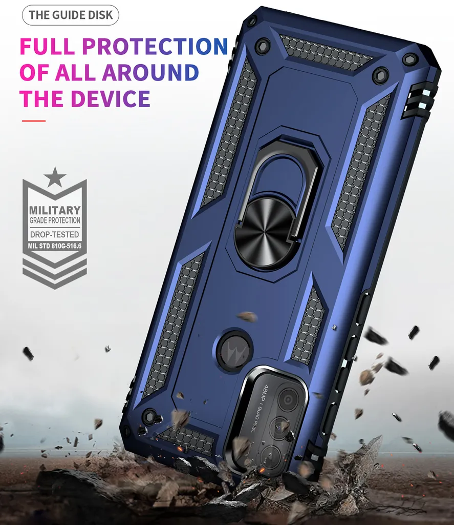Custodia Motorola Moto G50 4G Rugged Blu - Protezione Militare con Anello - 5