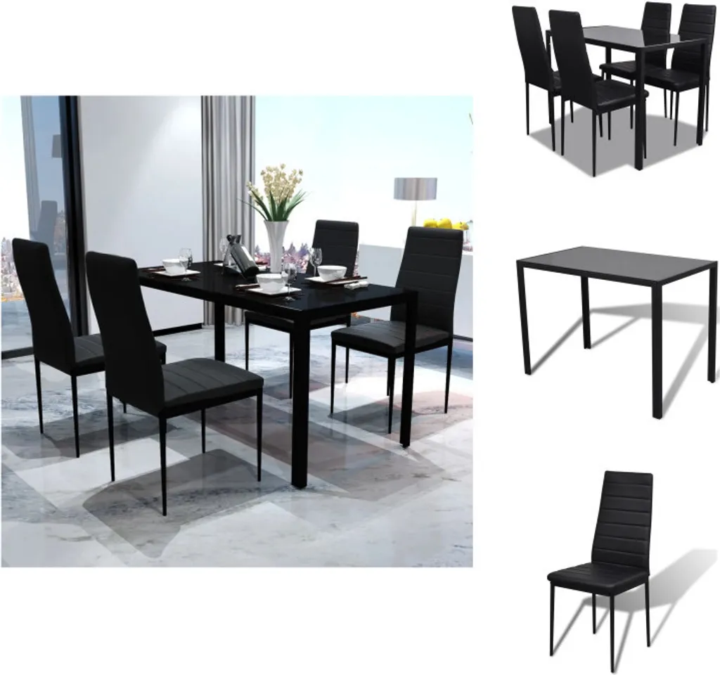 Gagnez de la Place avec cet Ensemble Salle à Manger Noir 5 Pièces
