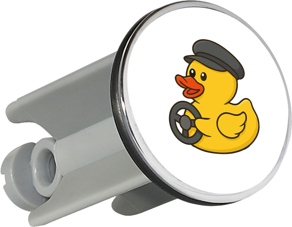 Huuraa Waschbeckenstöpsel Quietscheente Kraftfahrt Comic Gummiente 4cm höhenverstellbar Abflussstopfen Geschenkidee