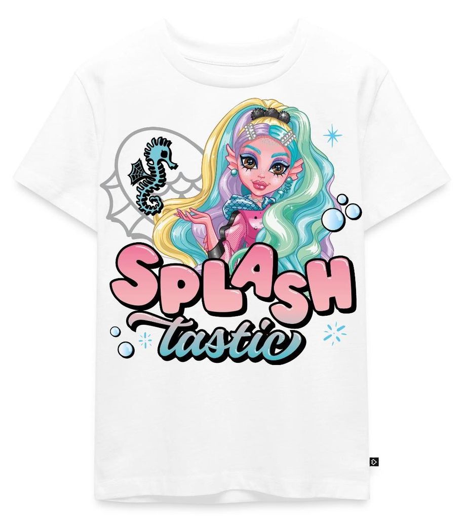 Spreadshirt Monster High Lagoona Blue Splashtastic Kinder Premium T-Shirt, 98/104 (2 Jahre), Weiß