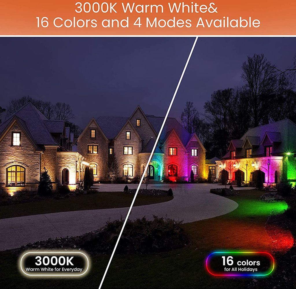 2 Stück 6W Garten LED Strahler RGB Warmweiß Außen Produktbild 3