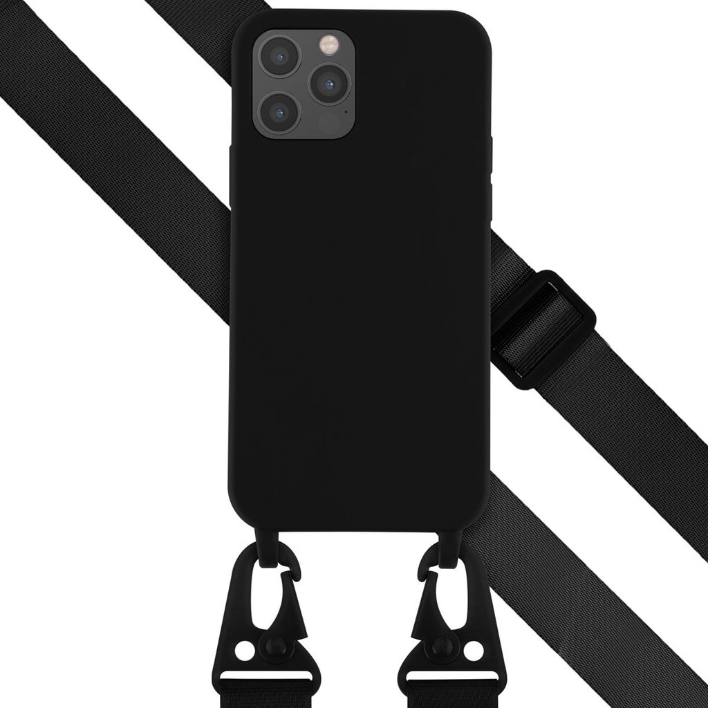 Selencia SilikonHülle mit abnehmbarem Band iPhone 12 (Pro) - Schwarz