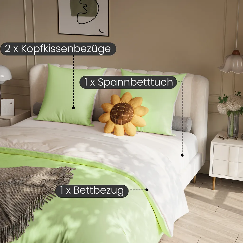 Set di biancheria da letto per letto queen verde oliva scuro – 3 pezzi estetici moderni – Set