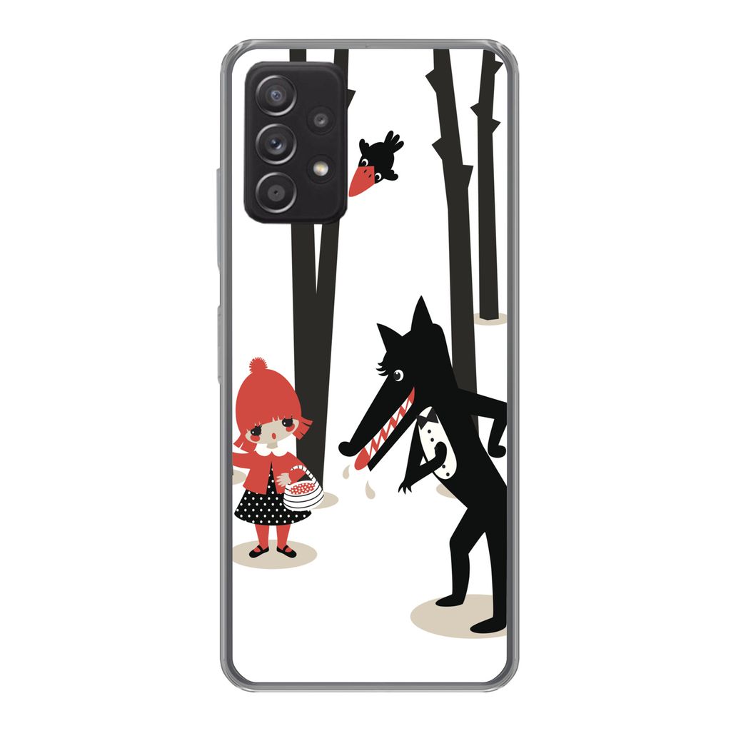 MuchoWow Handyhülle Schutzhülle Hülle für Samsung Galaxy A53 5G Rotkäppchen - Wolf - Wald Silikon Softcase Handy Hülle - Schutzabdeckung