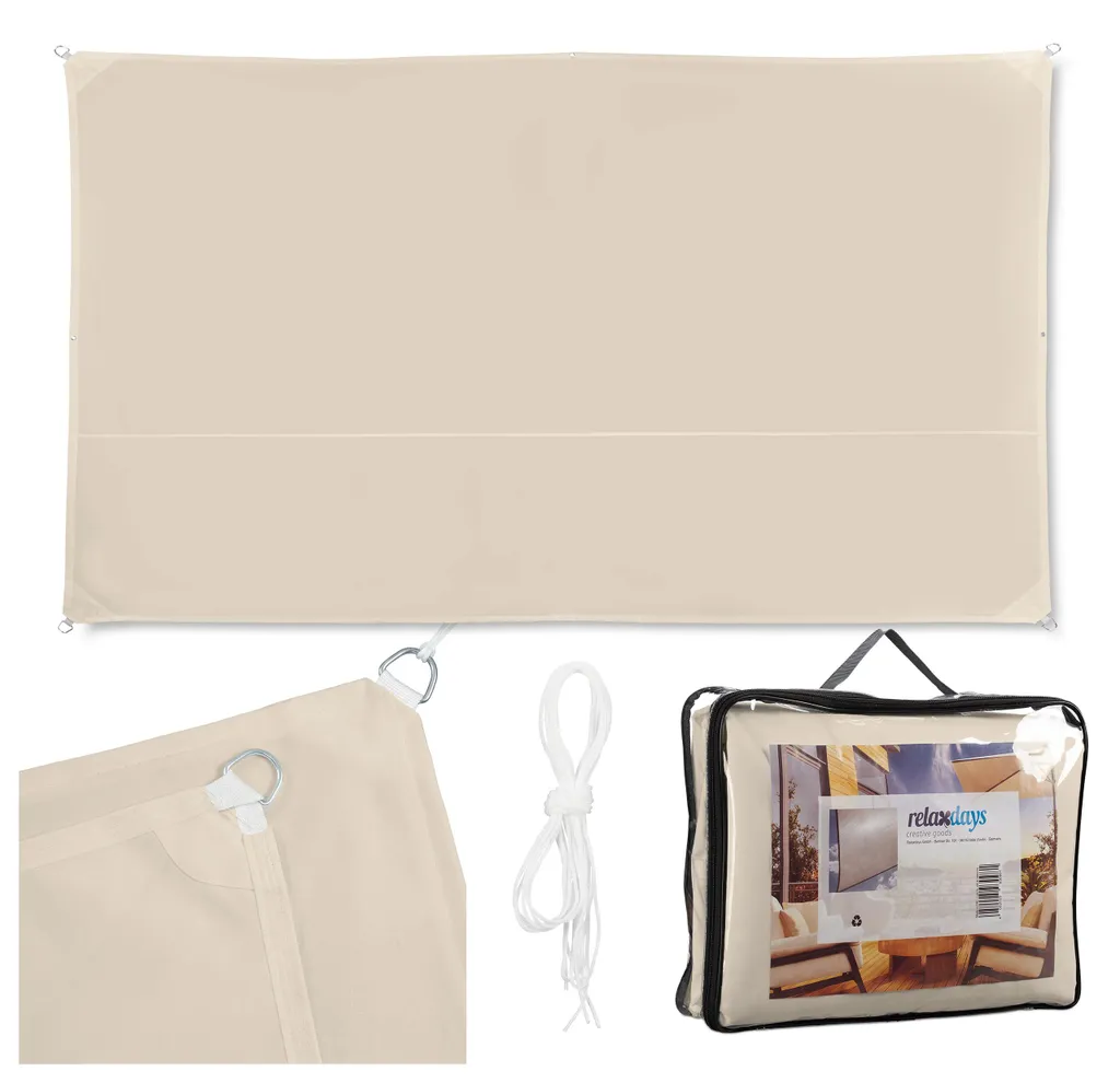 Toile d'ombrage rectangulaire beige Relaxdays 3x4m anti-UV et vent