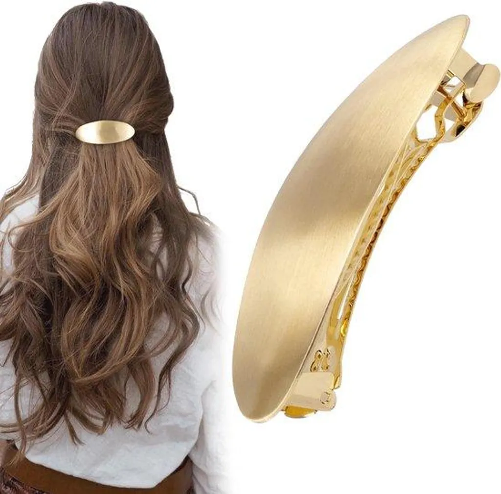 Barrette anti-glisse pour cheveux fins ovale en métal style français
