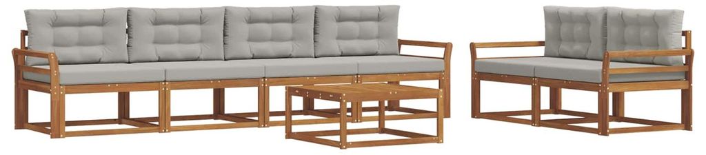 vidaXL Outdoor-Sofagarnitur 7 pcs Natürlich und Hellgrau