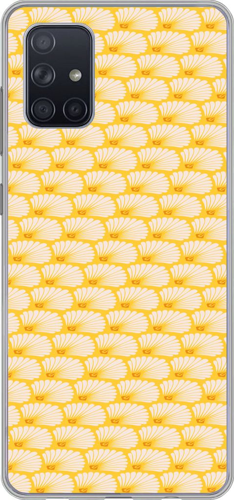 MuchoWow Handyhülle Schutzhülle Hülle für Telefoonhoesje Samsung Galaxy A51 Art Deco - Design - Muschel - Gelb Silikon Softcase Handy Hülle ...