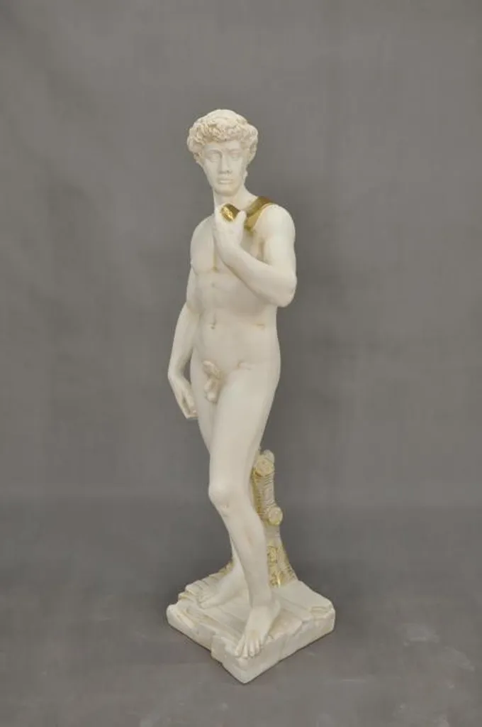 Statue David Figure Déco Homme Jardin 0013 - Décoration Sculptée Blanche