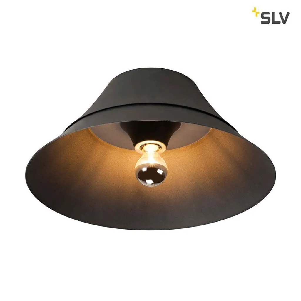 SLV Bato 45 Plafonnier Noir 1000443 en aluminium avec diffuseur large