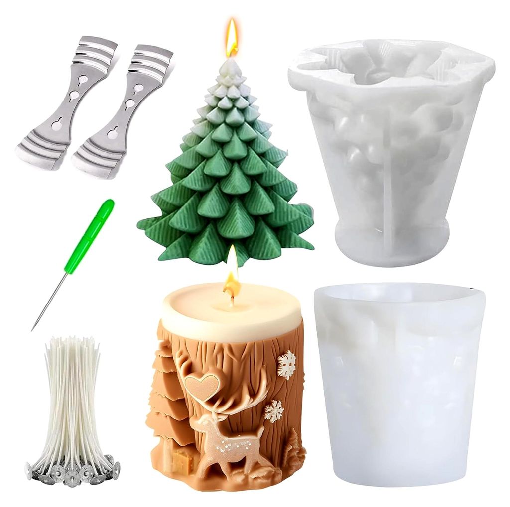 Silikonformen für Kerzen, Gießformen für Weihnachten, Set zum Selbermachen von Kerzen