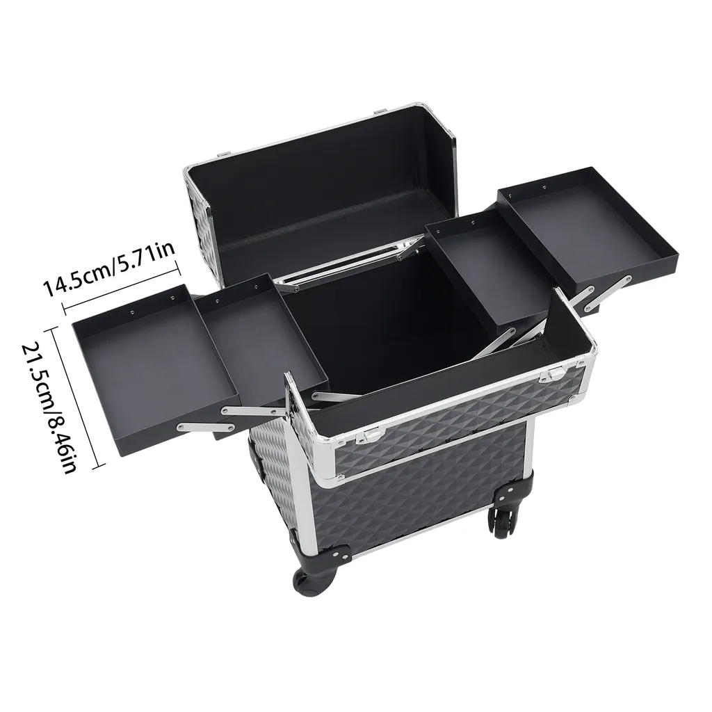 Mallette Cosmétique Trolley Noire - Valise Vernis à Ongles Multiphonction