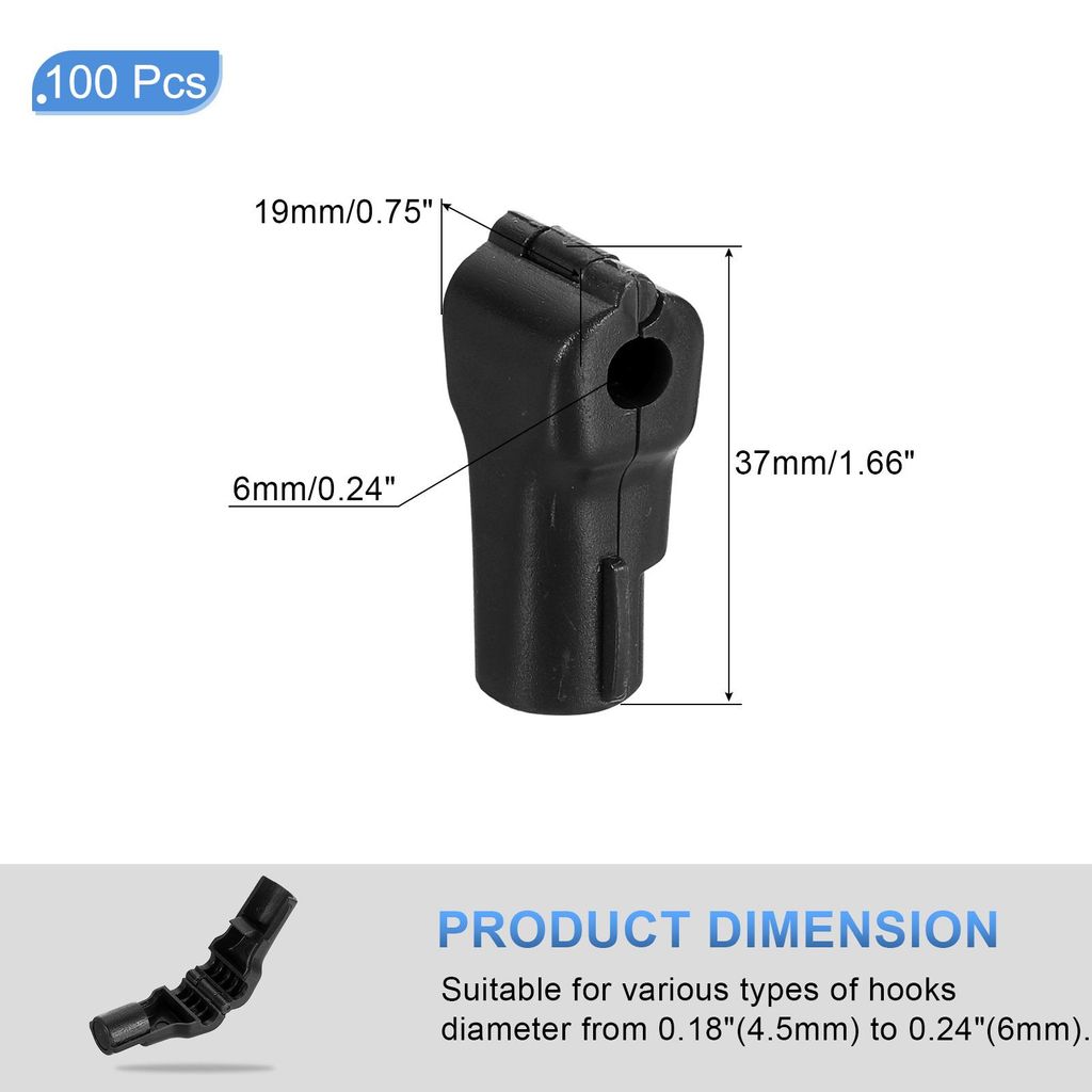 100 Stš¹ck Peg Hook Locks, 6mm Pegboard Hook Stop Locks zur Sicherung von Ladung (Schwarz)