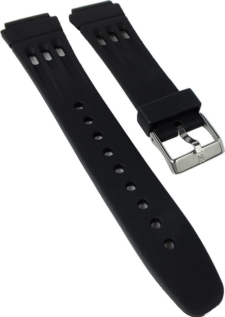 HIRSCH Uhrenarmband | Kunststoffband, schwarz | Space, Stegbreite:18mm, Schließe:Silbern