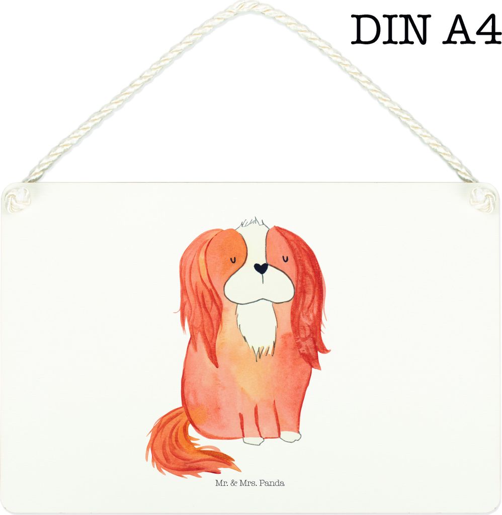 Mr. & Mrs. Panda Schild Hund Cavalier King Charles Spaniel DIN A4 - Weiß - Geschenk, wandtafel, Türschild, Sprüche, kleine aufmerksamkeit, Spruc...