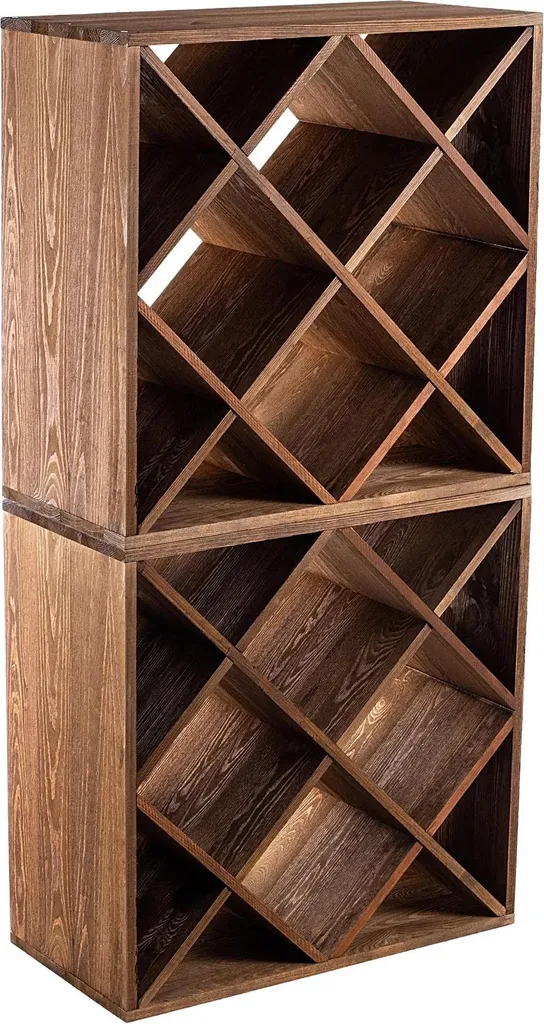 Rangement bouteilles cuisine en bois bronze foncé lot de 2 pour 12 vins