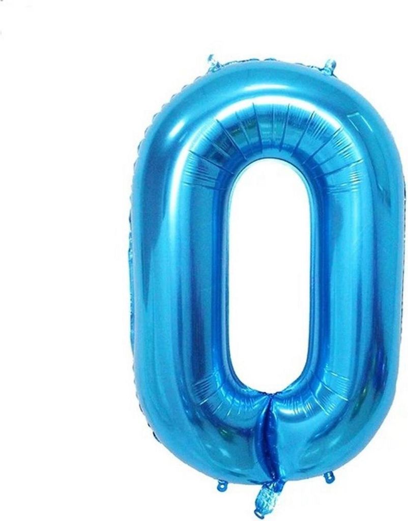 Palloncino in foil numero 0, circa 80 cm, blu, per Immagine del prodotto 