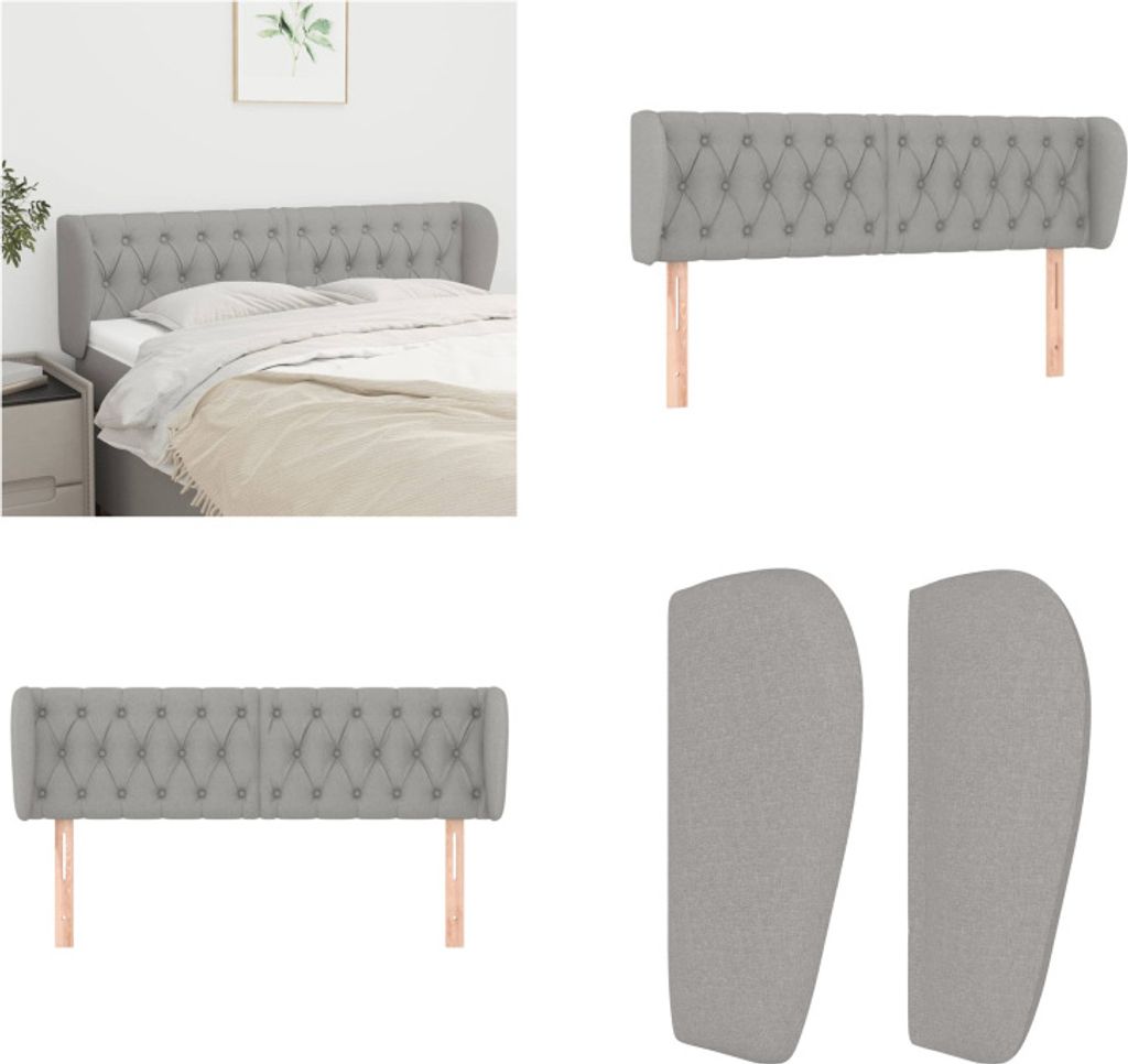 vidaXL Kopfteil mit Ohren Hellgrau 147x23x78/88 cm Stoff - Kopfteil - Kopfteile - Bett-Kopfteil - Bettkopfteil
