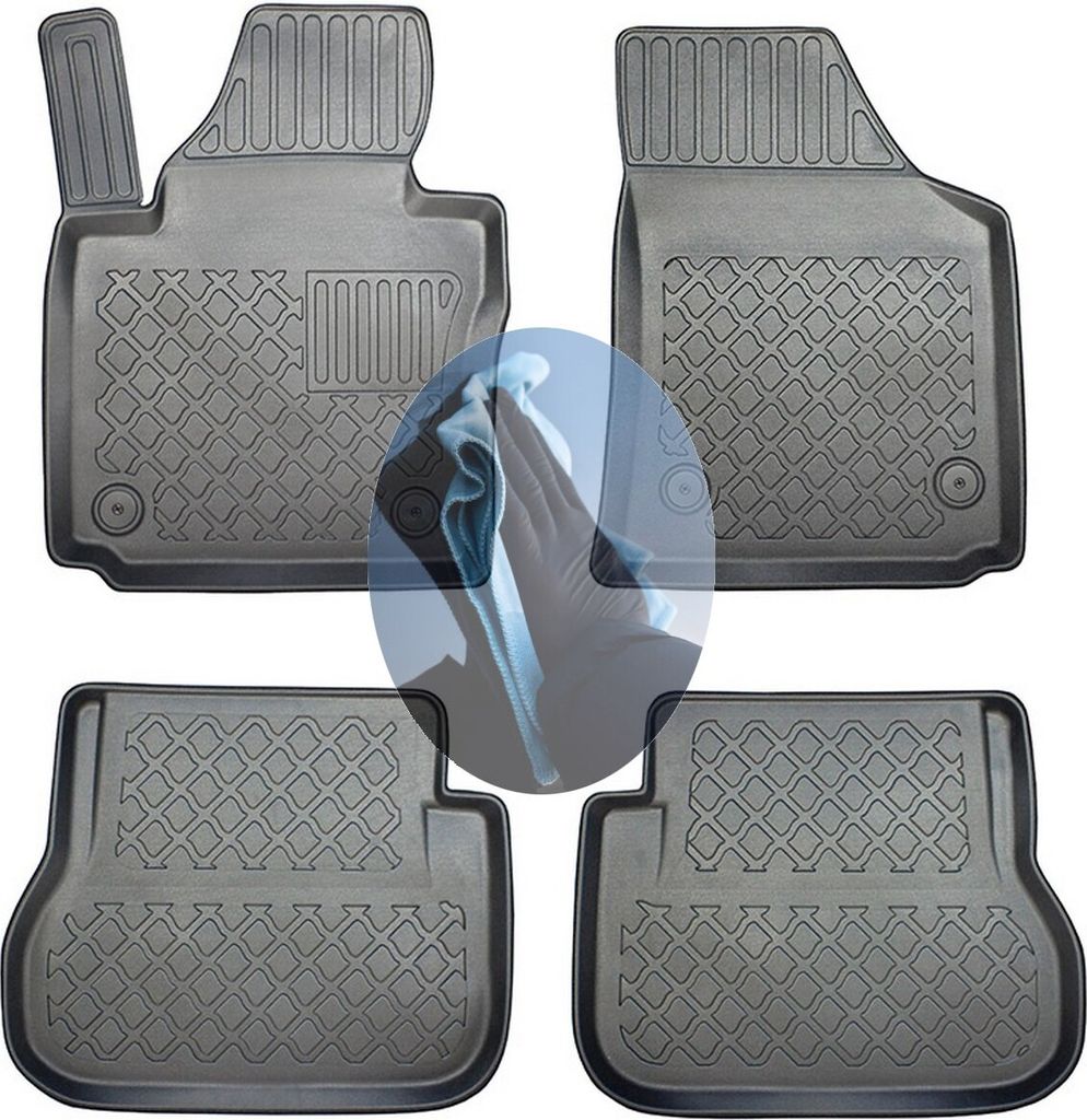 Z519429 TPE-Gummifußmatten kompatibel mit VW Caddy Maxi 2K Vor-Facelift Hochdachkombi 2003-2010 7Sitze (1. + 2. Sitzreihe)