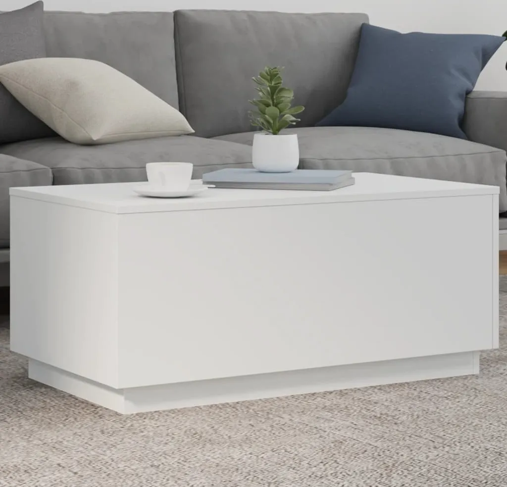 Tavolino Bianco LED 90x50x40 cm - Design 2025 Salotto Moderno