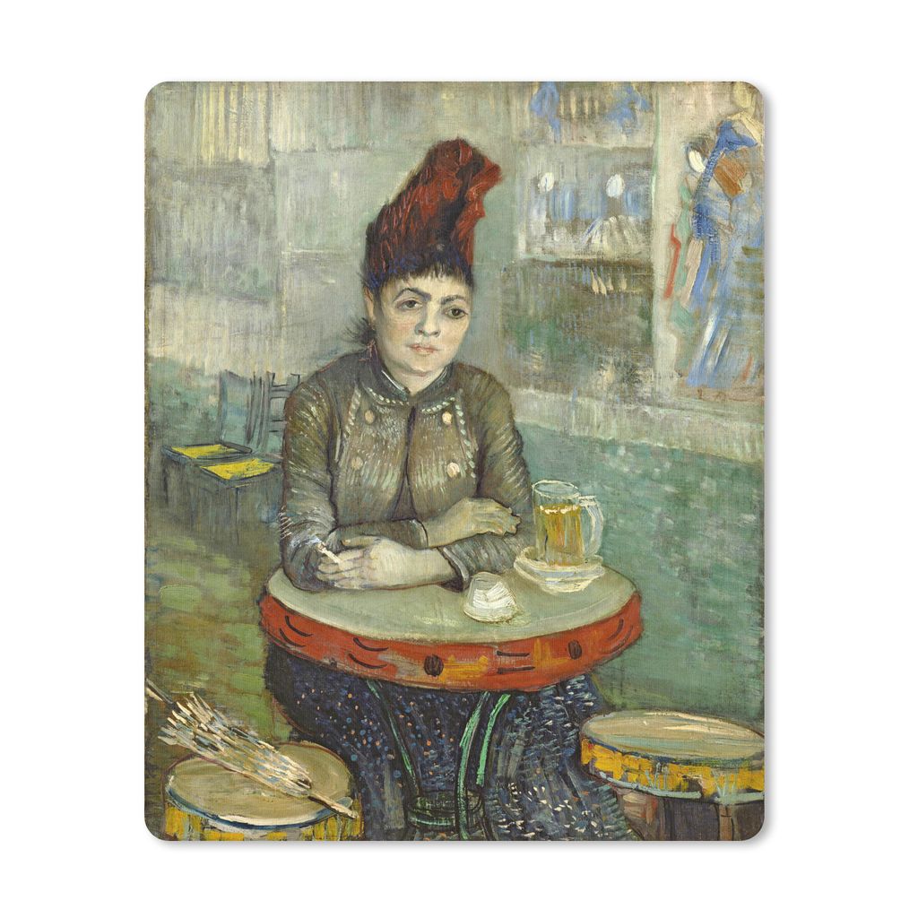 MuchoWow Mauspad Mousepad Agostina Segatori im Kaffeehaus: Le Tambourin - Vincent van Gogh 30x40 cm - Mousepads - Maus Mat - Pad - Mausunterlage ...