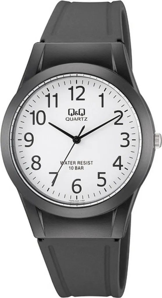 Montre Quartz unisexe Q&Q avec bracelet en résine noire confortable