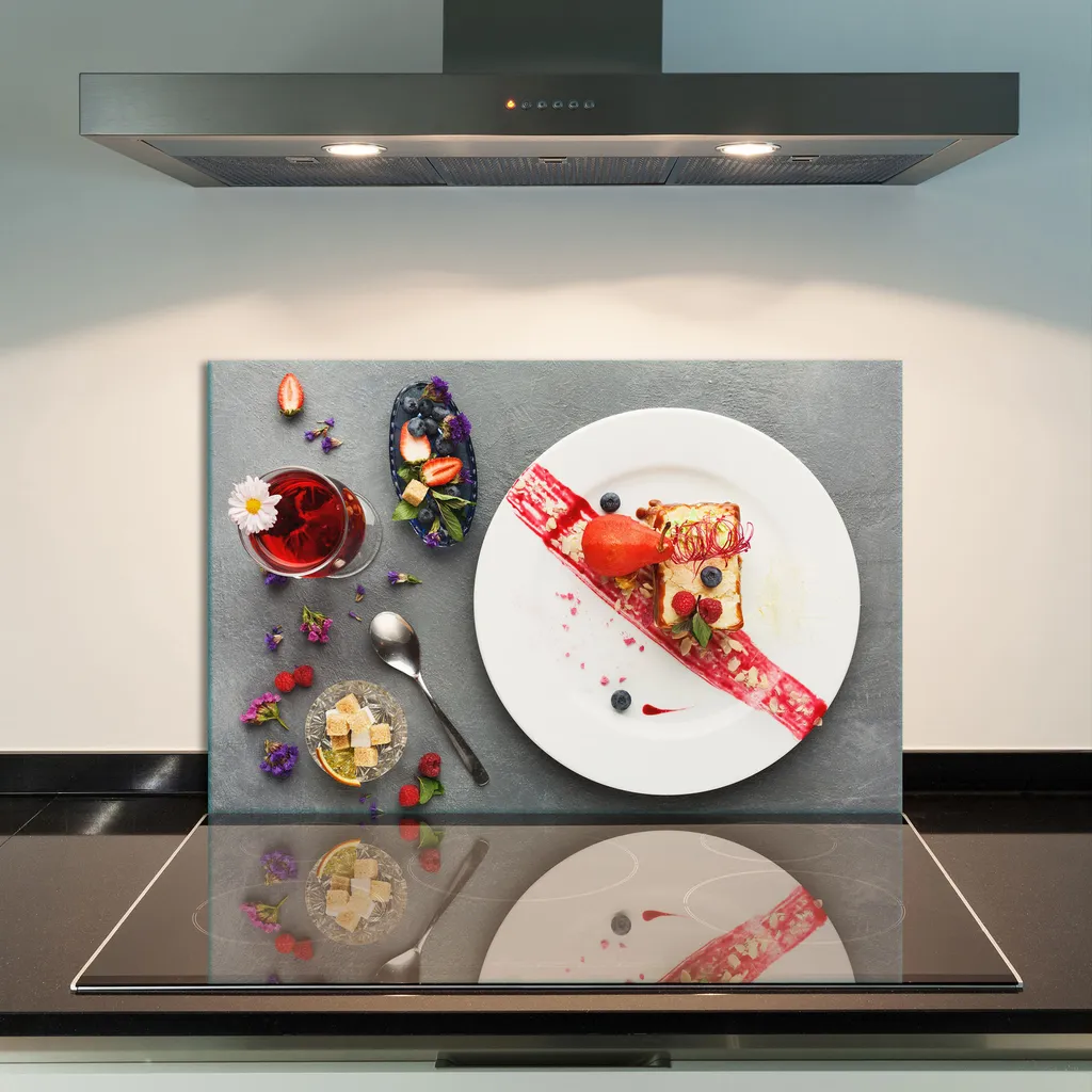 Piastra di copertura per piano cottura in ceramica 1 pezzo 80x52 frutta rosso copertura vetro decorazione alzatina - 11