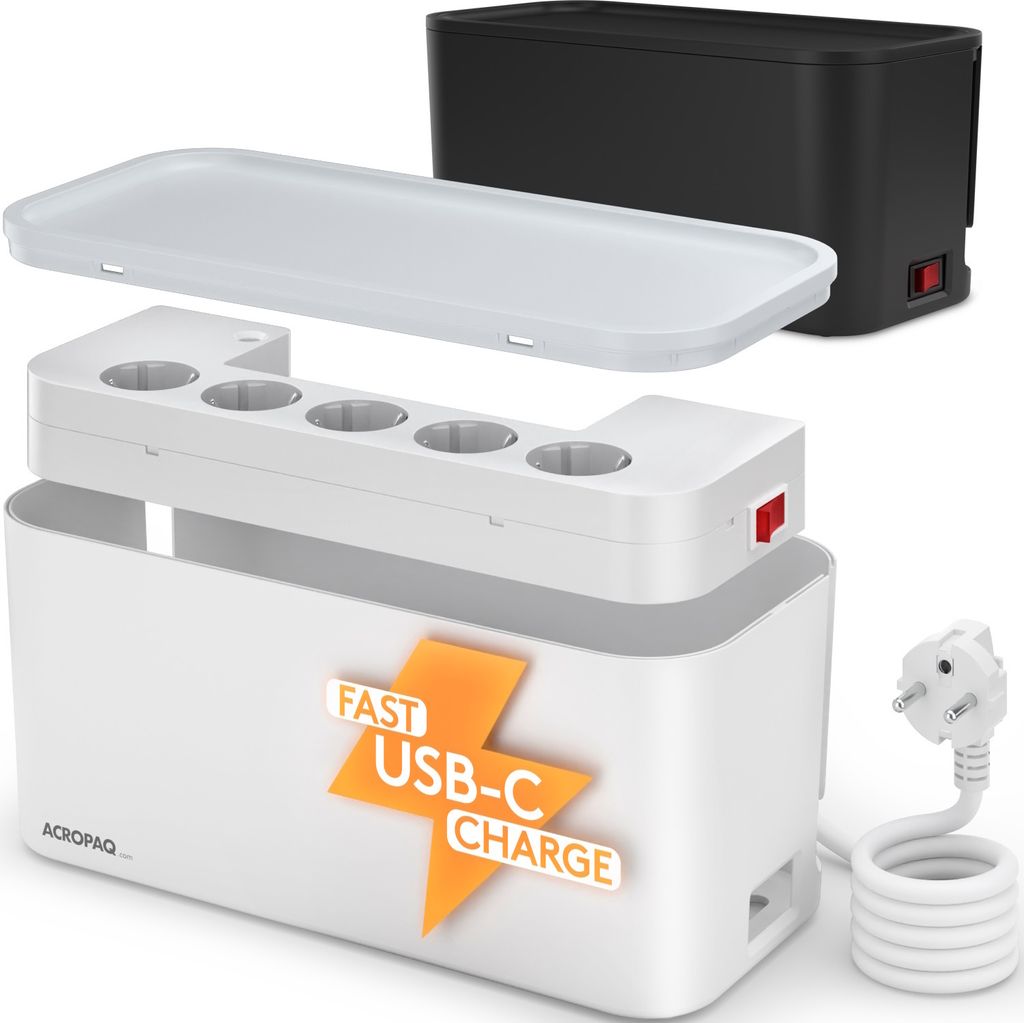 Kabelbox mit Steckdosenleiste - 5-Fach Steckdose, USB-C und Produktbild 