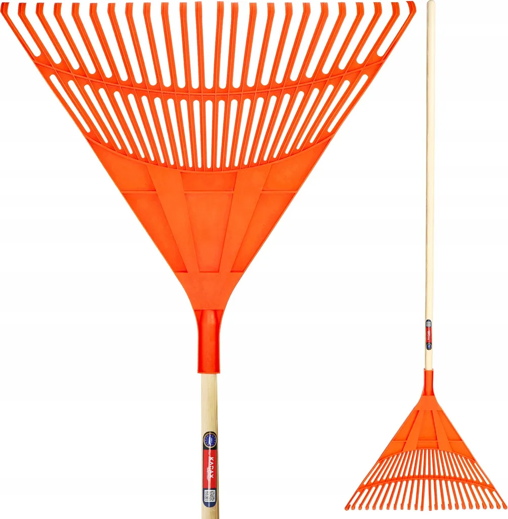 Grand râteau de jardinage pour feuilles et gazon avec long manche 176cm