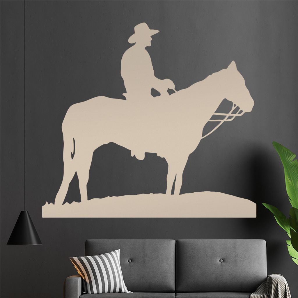 KIWISTAR Cowboy Pferd - Reiten Ausblick Wandtattoo in 6 Größen - Wandaufkleber Wall Sticker - Dekoration, Küche, Wohnzimmer, Schlafzimmer, Badez...