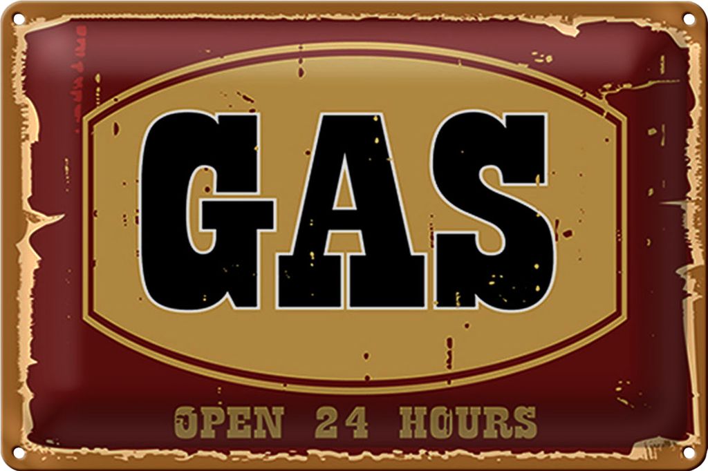 Blechschild Hinweis 40x30cm GAS open 24 hours