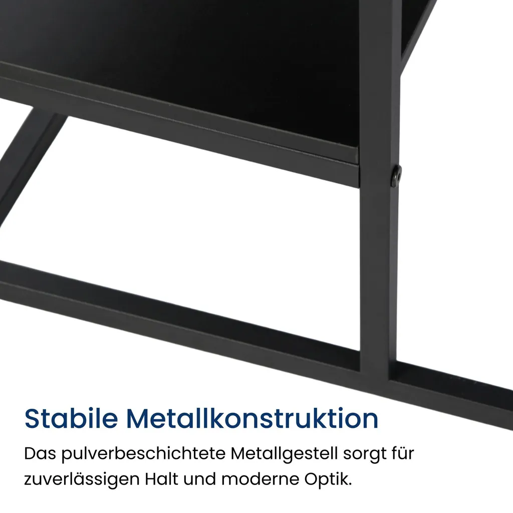 Table basse robuste facile d'entretien cadre métal noir 102x52x42 cm