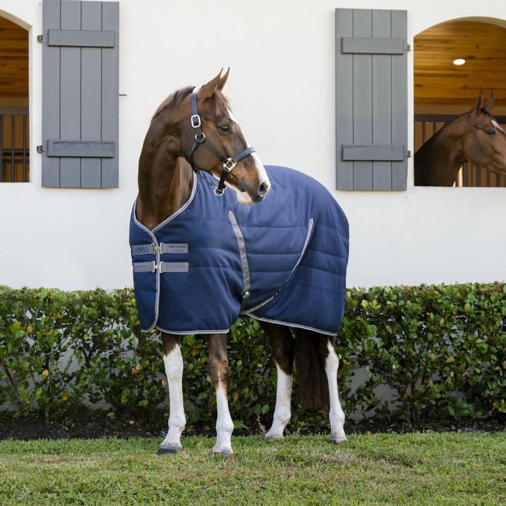 Horseware Ireland Stalldecke Rambo Stable Rug 200g Winterdecke Navy/Thunderstorm Grey & Silver 140 (6'3)