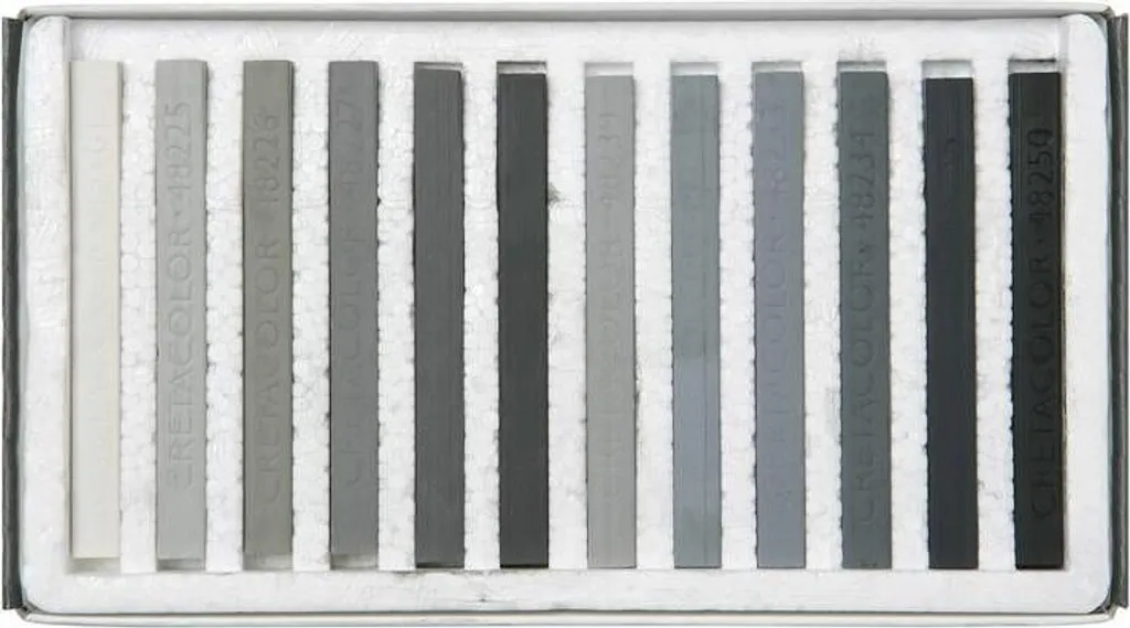 Coffret 12 Pastels Gris Cretacolor pour le Dessin et l'Étude d'Ombres