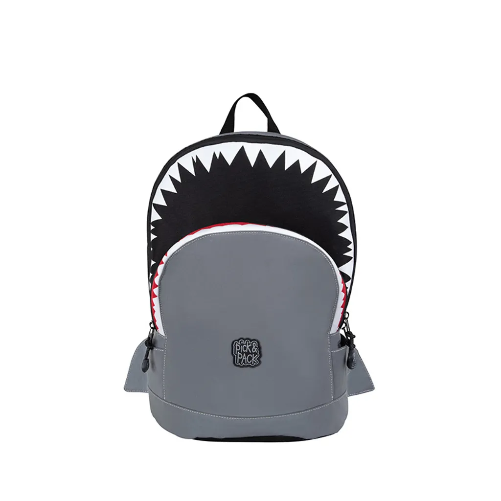 Sac à Dos Enfant Requin 10L Gris - Bagage Scolaire Ludique Visible Grey