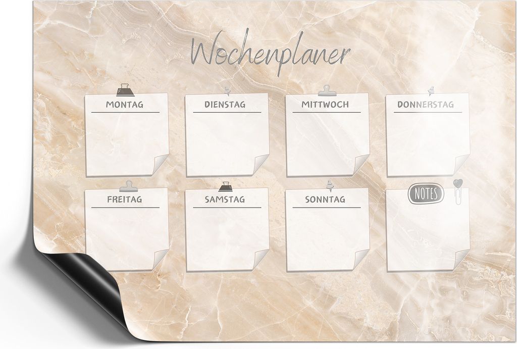 DEQORI Magnetmatte Universal 59x42 cm (A2) 'NP 2 Beige (DE)' Magnetfolie Kalender Planer