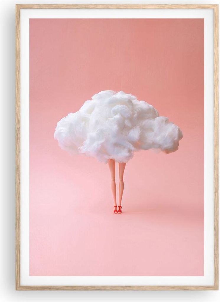 Gerahmtes Poster - Rahmen in heller Eiche - Wolke Beine Surrealismus - 70x100 cm - Wand Bild - Wanddeko - Wandbilder - Kunstposter - Wandposter - B...