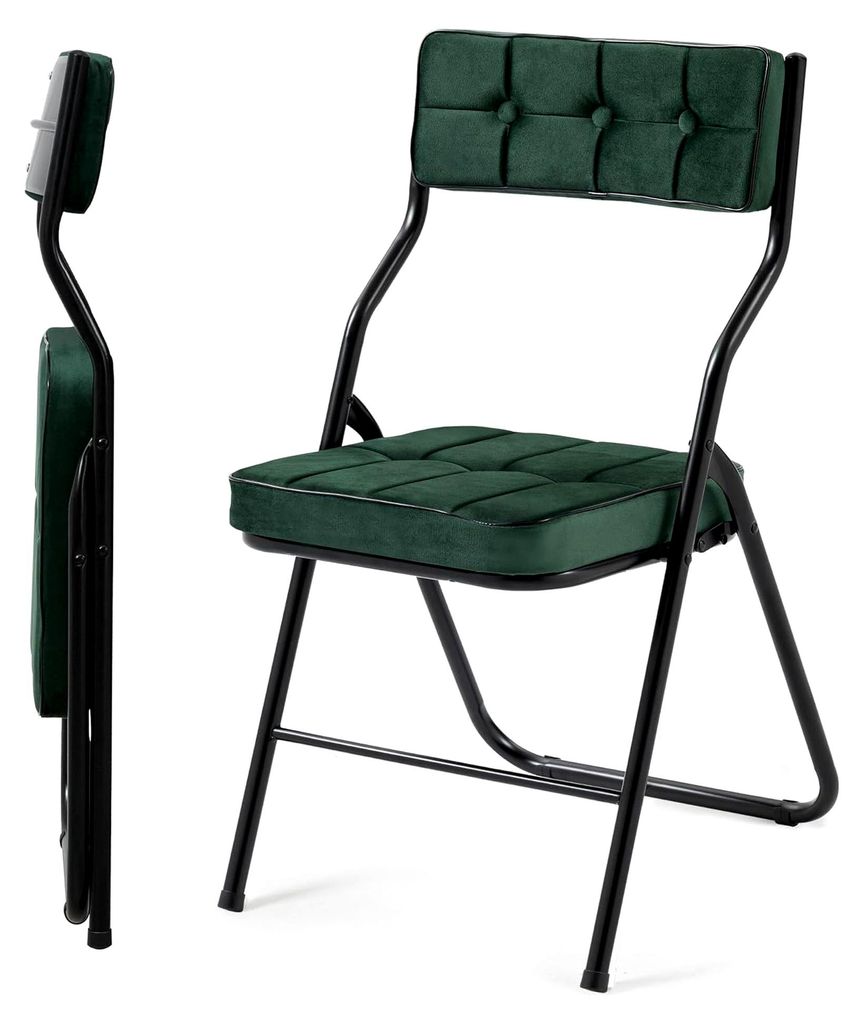 Polsterklappstühle 2er Set - Klappbarer Esszimmerstuhl mit Kissen, Tragbar und Vormontiert, Zusätzliche Sitzgelegenheit für Gäste, Küche, Bür...