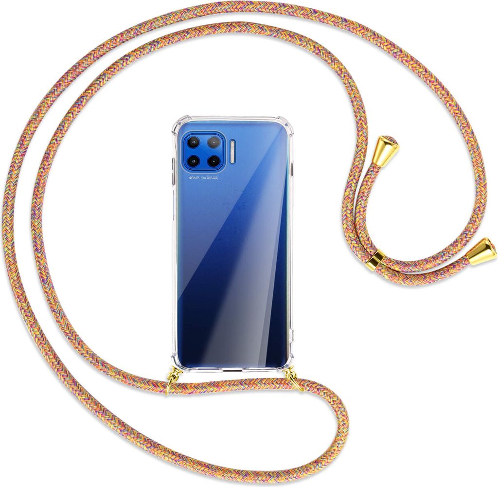 Handykette Backcover-Schutzhülle mit Band (Metall goldfarben) für Motorola Moto G 5G Plus - Rainbow