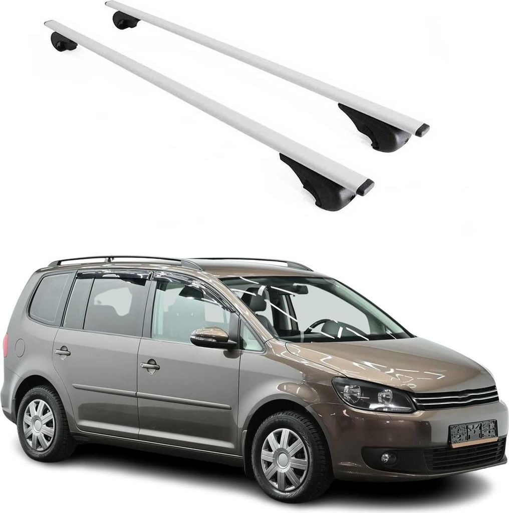 Dachträger Gepäckträger für VW Touran 2003-2015 Grundträger Metall Silber 2tlg