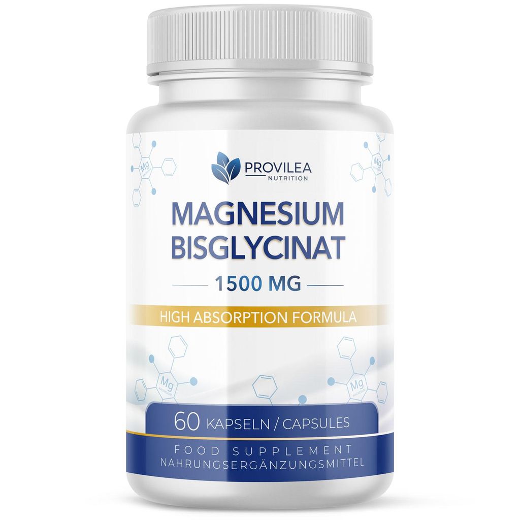 Provilea Magnesiumbisglycinat Kapseln| Gut verträgliche Magnesiumform | Für Sie & Ihn| 60 Kapseln Inhalt