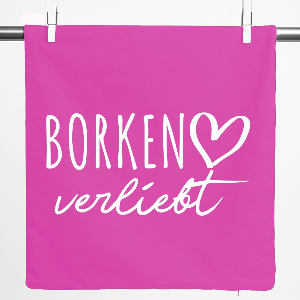 Huuraa Kissenbezug Borken verliebt 40x40cm Fuchsia Baumwolle Dekokissenbezug Geschenkidee