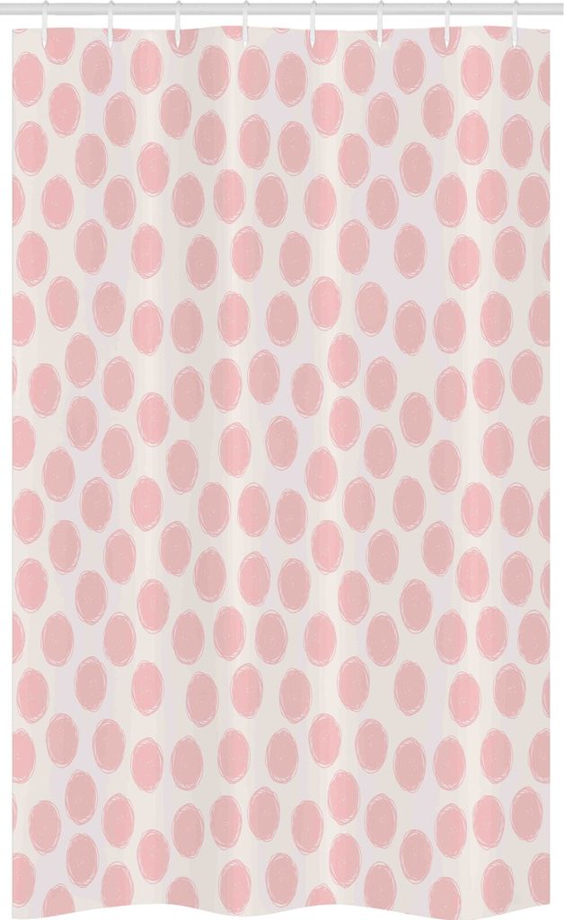 ABAKUHAUS Retro Schmaler Duschvorhang, Hand gezeichnete Punkte in Rosa, Badezimmer Deko Set aus Stoff mit Haken, 120 x 180 cm, Kokosnuss und Blush