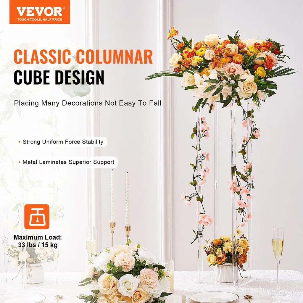 Colonnes de Vases Géométriques 60cm pour Centre de Table de Mariage