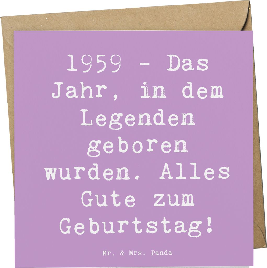 Mr. & Mrs. Panda Grußkarte Spruch 1959 Geburtstag - Lavendeltraum - Geschenk, Glückwunschkarte, Happy Birthday, Geburtstagsgeschenk, runder, Lieb...