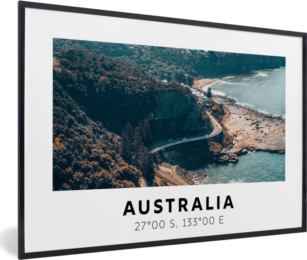MuchoWow Gerahmtes Poster Australien - Meer - Schnellstraße - Sommer 30x20 cm - Poster mit Schwarzem Bilderrahmen Wandposter Rahmen Foto Bilder ...