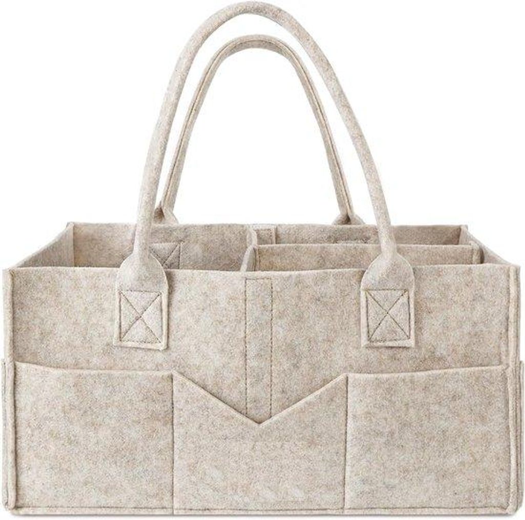 Famanu Wickelkorb Organizer - Tragbare Aufbewahrung für das Babyzimmer - Beige - Hochwertiges Material - Mit mehreren Fächern