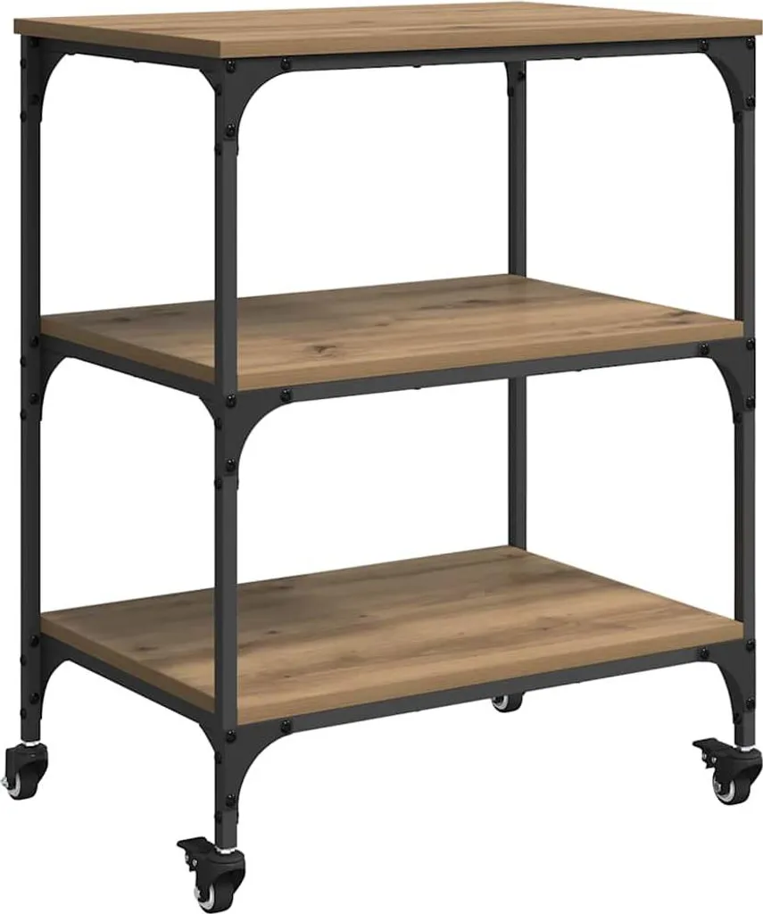 Carrello Salvaspazio SYFAX™ Rovere e Acciaio 60x41x76 cm - Industrial