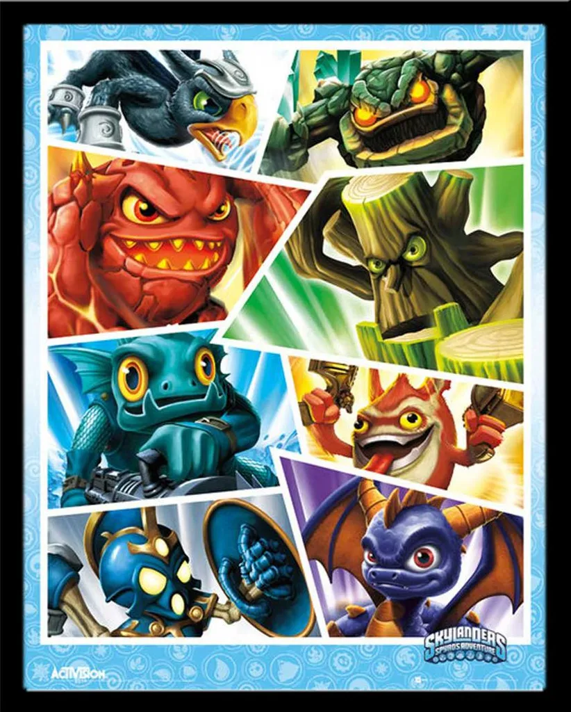 Décoration murale Skylanders Shards pour chambre enfant cadre noir MDF